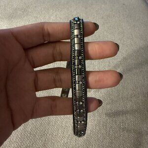 Silpada Sterling Silver–Tone Beaded Leather Bracelet – Mixed Metal & Crystal Acc